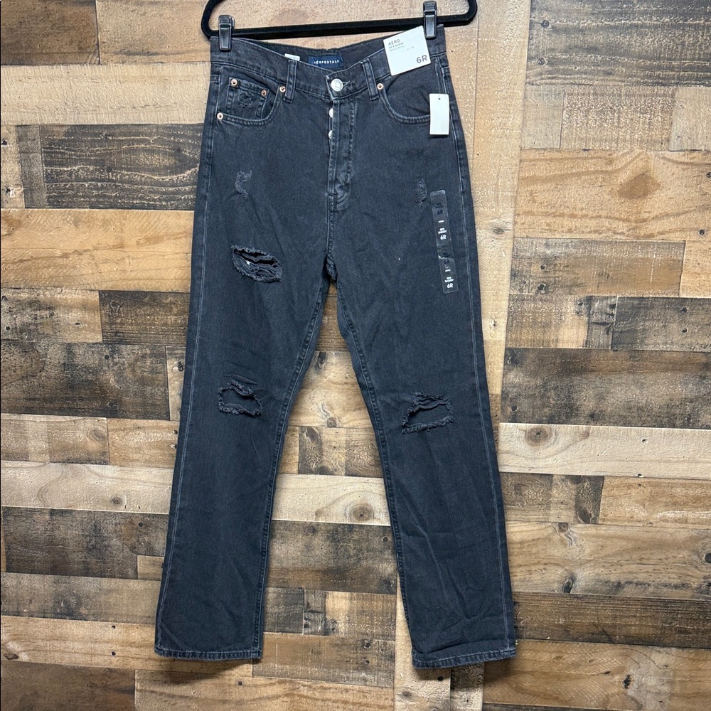 NWT Aero 90's Baggy Distressed Black Jeans Women's Size 6R